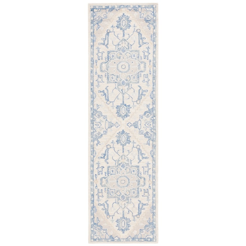 Lauren Ralph Lauren, Handmade Gunnhild Wool Rug - 2'3" x 6' Runner - Ivory/Blue