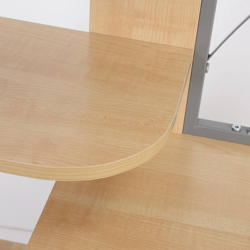 Modern Computer Desk with 4-Tier Bookshelf