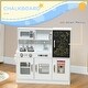 preview thumbnail 3 of 7, Qaba Play Kitchen, Pretend Kids Kitchen Playset with Play Phone, Chalkboard, Towel Rack, Ice Maker, Storage Space & Microwave