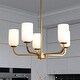preview thumbnail 23 of 31, Shelby Natural Brass Gold Transitional Lighting Fixture, Frosted White Opal Glass Cylinder Shade, Dimmable, LED Compatible 26-in W x 10.5-in H x 26-in D - Natural Brass