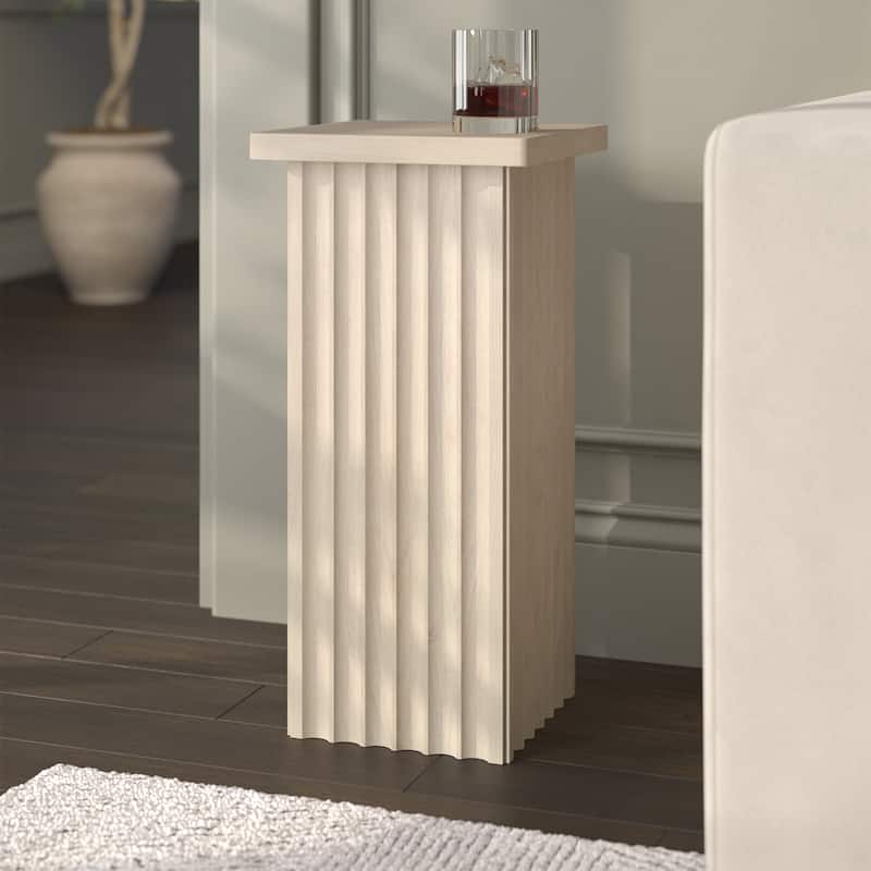Bourne 10.75" Wide Square Fluted Side Table - 10.75" Wide
