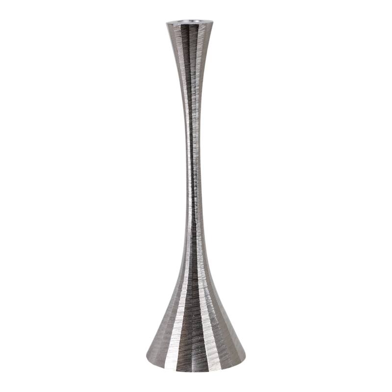 Glam Metal and Wood Taper Candle Holder Sculptural Silhouette MDF Base