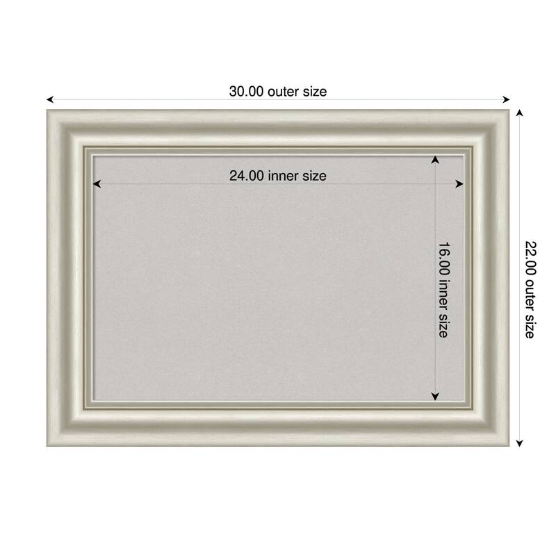 Sophia Silver Framed Cork Board - Bulletin Board, Organization Board, Pin Board - Grey - 30 x 22 in