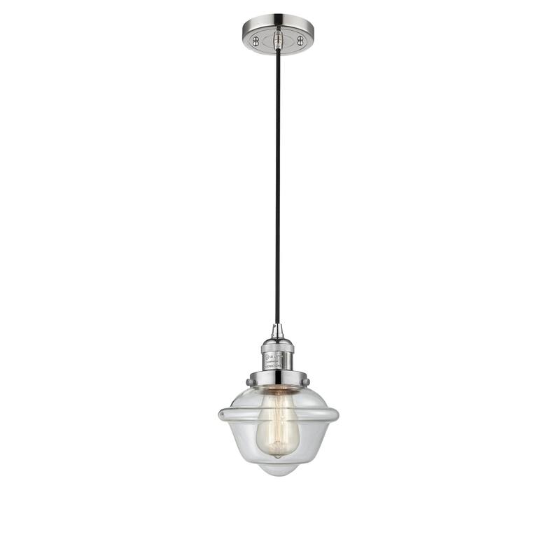 Innovations Lighting Franklin Restoration Oxford - 1 Light 8" Cord Hung Mini Pendant - Clear/Polished Nickel