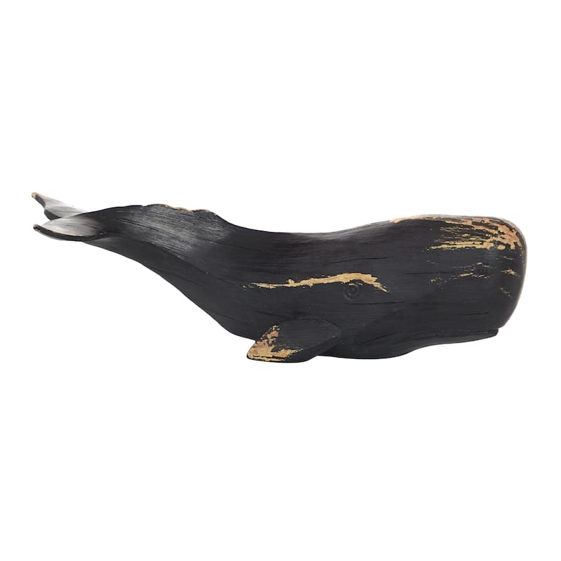 Polystone Whale Handmade Decorative Sculpture - Black - Roche River Decor - Black
