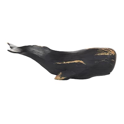 Polystone Whale Handmade Decorative Sculpture - Black - Roche River Decor