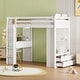 preview thumbnail 1 of 14, Multifunctional Design Loft Bed with Ladder, Light and Desk, Maximized Storage Space, Twin Size, White White