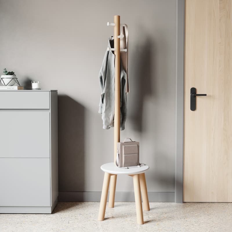 Umbra 1014257 Pillar 20 x 65" MDF and Steel Coat Rack with Storage