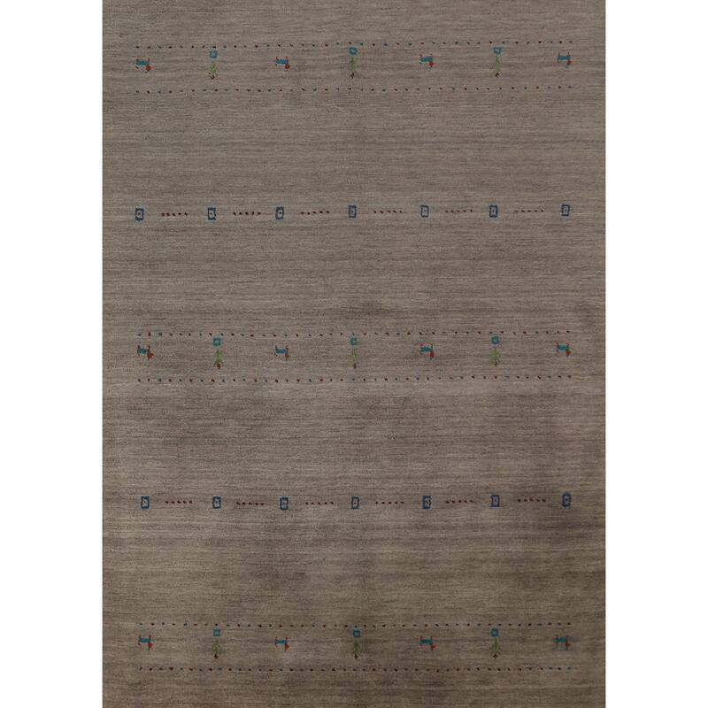 Gabbeh Modern Area Rug Handmade Grey Tribal Wool Carpet - 5'3" x 7'6"
