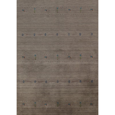 Gabbeh Modern Area Rug Handmade Grey Tribal Wool Carpet - 5'3" x 7'6"
