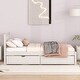preview thumbnail 9 of 10, White Washed Twin Storage Bed with 2 Drawers&Slat Support , Wood Platform Bed with Storage and Headboard, No Box Spring Needed