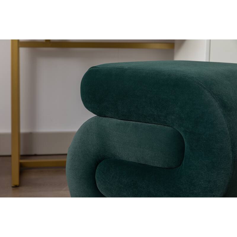 S-shape Velvet Fabric Ottoman Makeup Stool Footstool