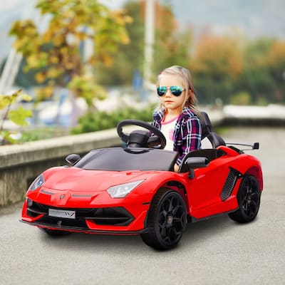 Aosom Lamborghini Aventador Licensed Kids Ride on Car with Scissor Doors, Easy Transport, 12V Electric Car for Kids