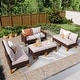 preview thumbnail 26 of 38, 9-Piece Outdoor Wicker Sectional Sofa Patio Furniture Luxury Conversation Set, Beige Cushion 8-Seat - Type C