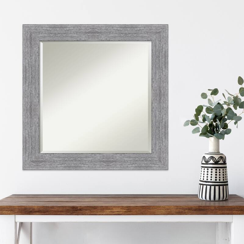 Beveled Wall Mirror - Bark Rustic Char Frame