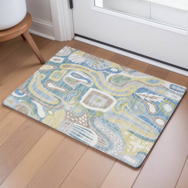 Machine Washable Indoor/ Outdoor Modern Picasy Chantille Rug