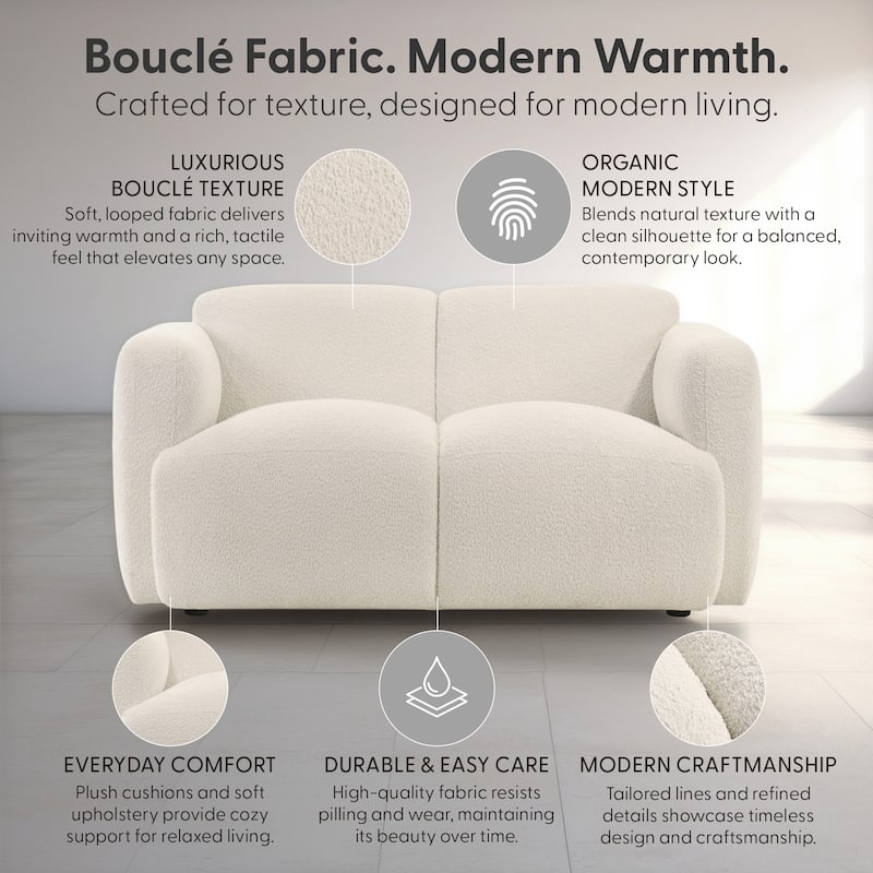 Sierra Ivory Boucle Accent Chair, Loveseat, Sofa, or Living Room Set