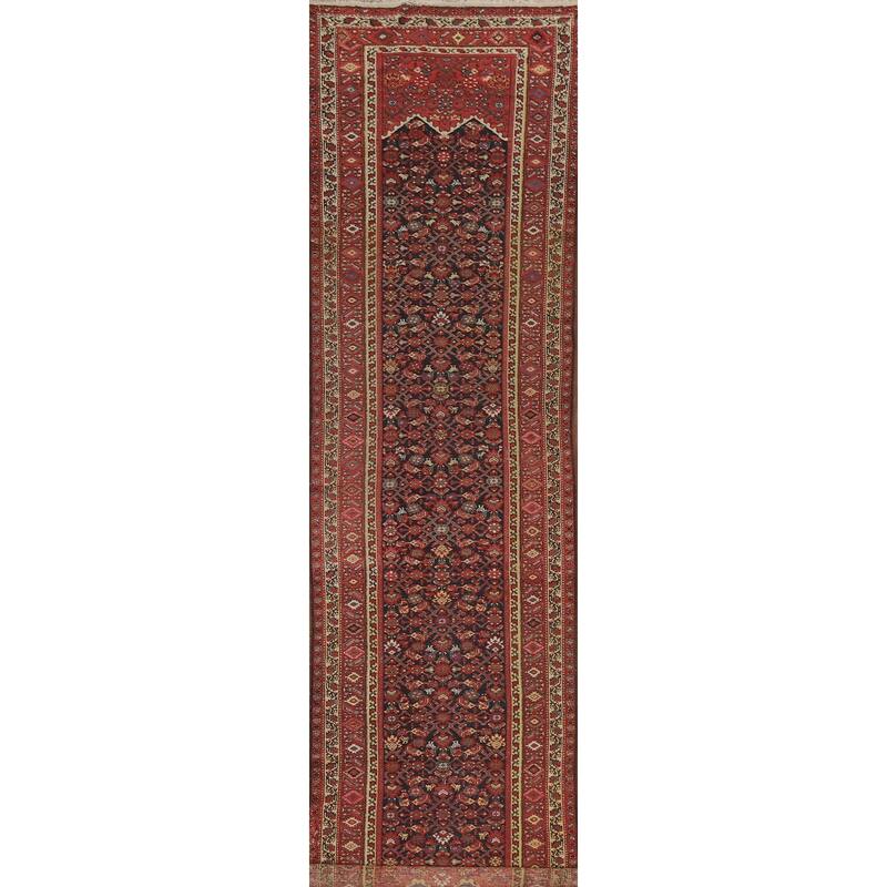 Pre-1900 Antique Bakhtiari Persian Runner Rug Handmade Wool Carpet - 3'4"x 15'8"