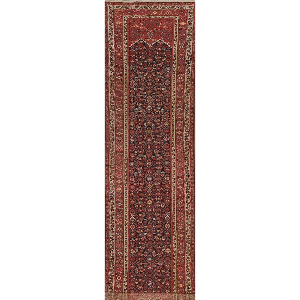 Pre-1900 Antique Bakhtiari Persian Runner Rug Handmade Wool Carpet - 3'4"x 15'8"