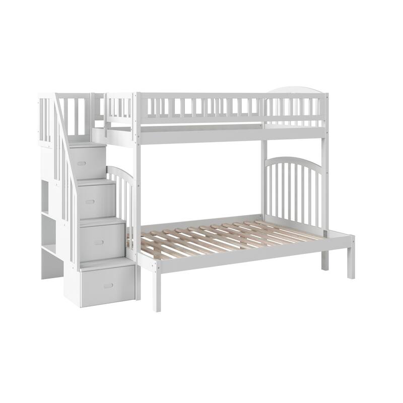 Westbrook Staircase Bunk Twin over Full in White