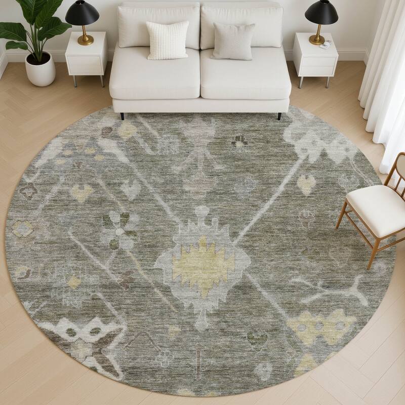 Premium Washable Super Soft Traditional Kashmir Mayfield Rug - Pewter - 8' x 8'