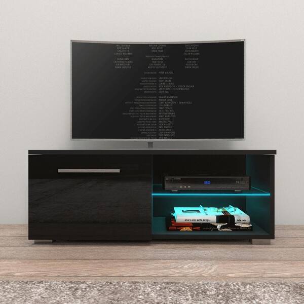 slide 2 of 28, Moon Matte Gloss TV Stand with 16 Color LED Lights