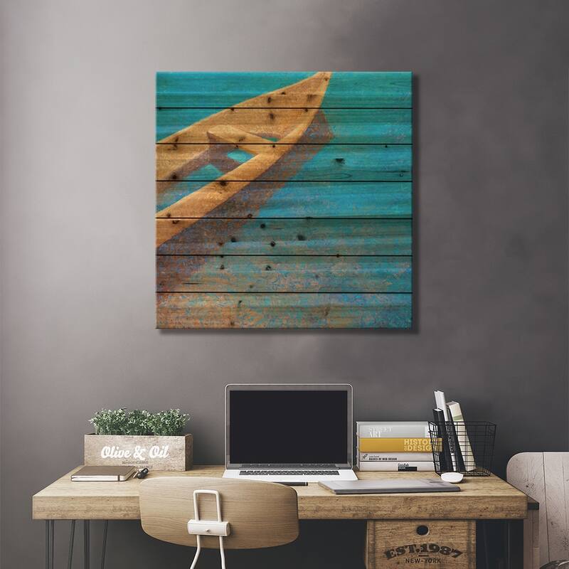 Nicaraguan Blues Print On Wood by Iris Scott - Multi-Color