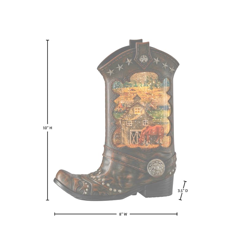 10" LED Cowboy Boot Water Globe