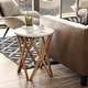 preview thumbnail 19 of 21, COZAYH Pedestal Farmhouse End Table, Distressed Top with Base for Modern Farmhouse, Boho Decor, Round Four-Legs - White and natural wood
