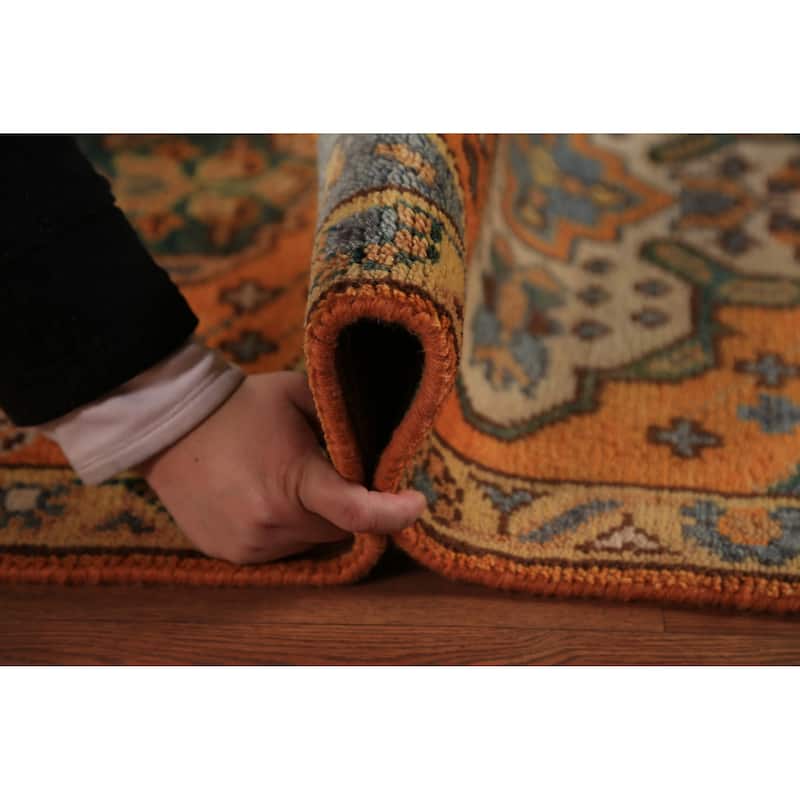 Orange Kazak Indian Runner Rug Hand-Knotted Wool Carpet - 2'6"x 9'11"