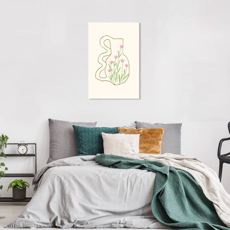 Wynwood Studio Canvas Floral and Botanical Glass Pitcher Redesign Green and Modern & Contemporary Wall Art Canvas Print - 36 x 24