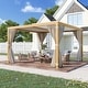 preview thumbnail 2 of 188, EROMMY Outdoor Louvered Pergola Gazebo with Adjustable Aluminum Rainproof Roof 12'x12' - Wood