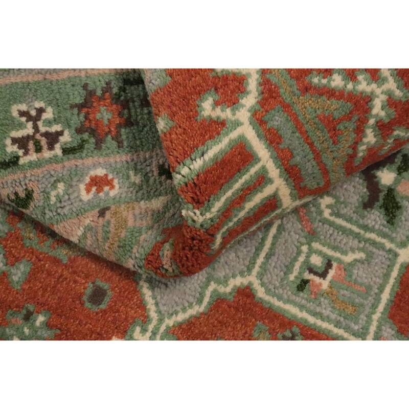 Hand Knotted Oriental 100% Wool Carpet Traditional Geometric Oranges & Rust Kazak Area Rug - 6' 1'' X 3' 10''