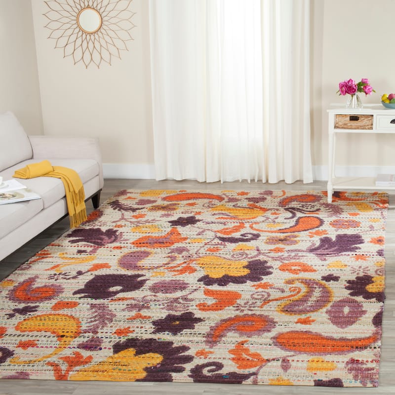 SAFAVIEH Handmade Cedar Brook Alvira Modern Cotton Rug - 5' x 8' - Orange/Multi - Rectangle