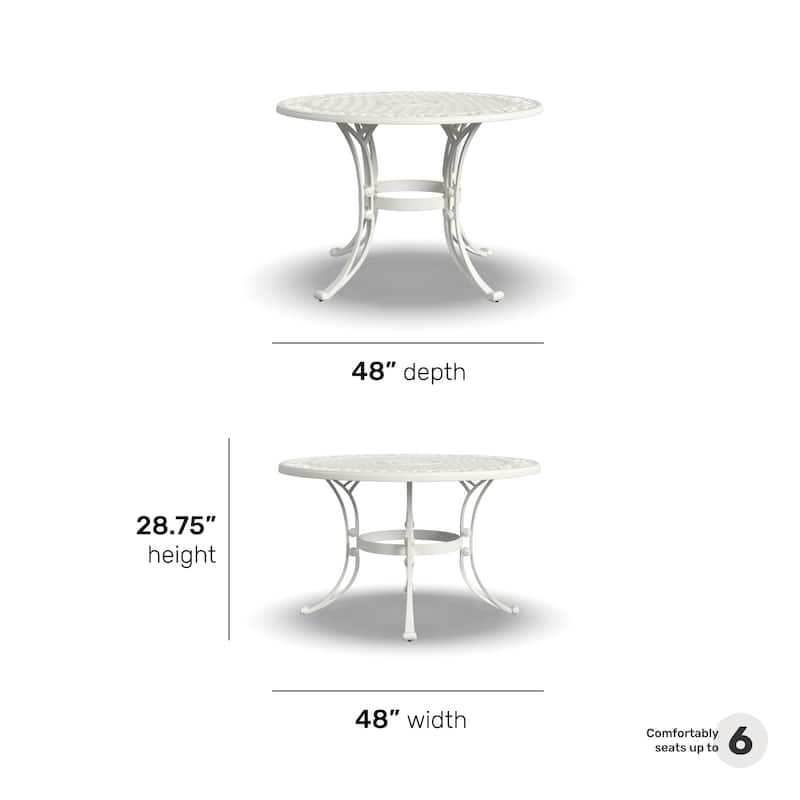 Sanibel White Aluminum Outdoor Dining Table - 48" x 29" x 48"