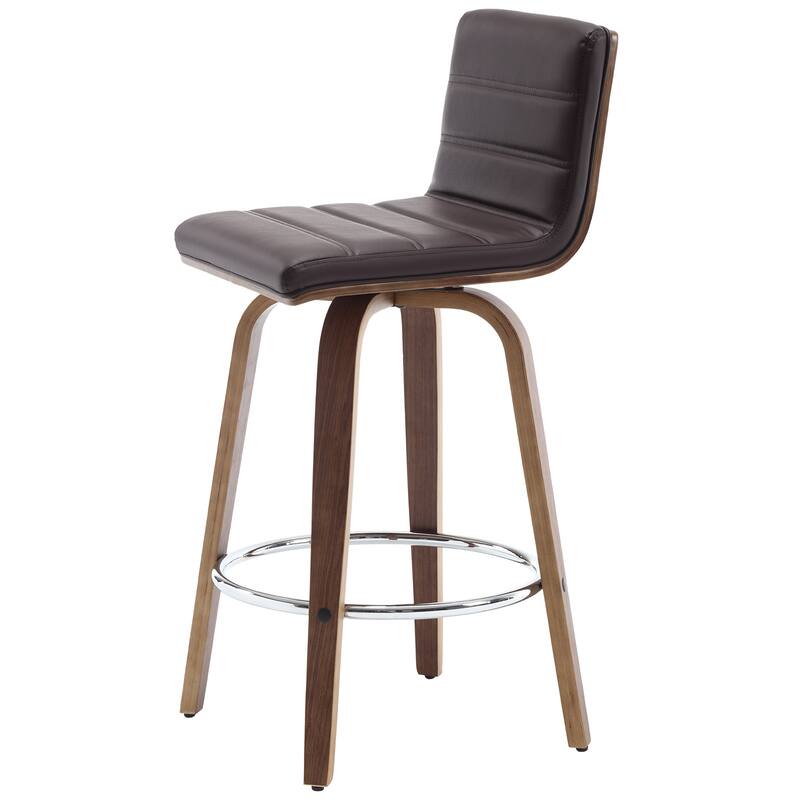 Modern Leather Upholstered Swivel Counter/Bar Stools, Set of 2