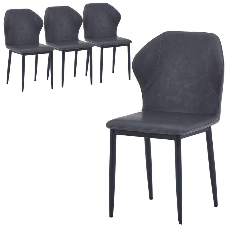 Mosaic Modern Fabric Upholstered Accent Dining Chair With Metal Legs & Curved Backrest Side Chair for Home or Office (Set of 4) - Charcoal