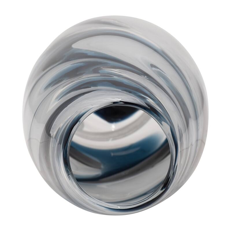 Sagebrook Home Coastal Blue Glass Swirl Vase