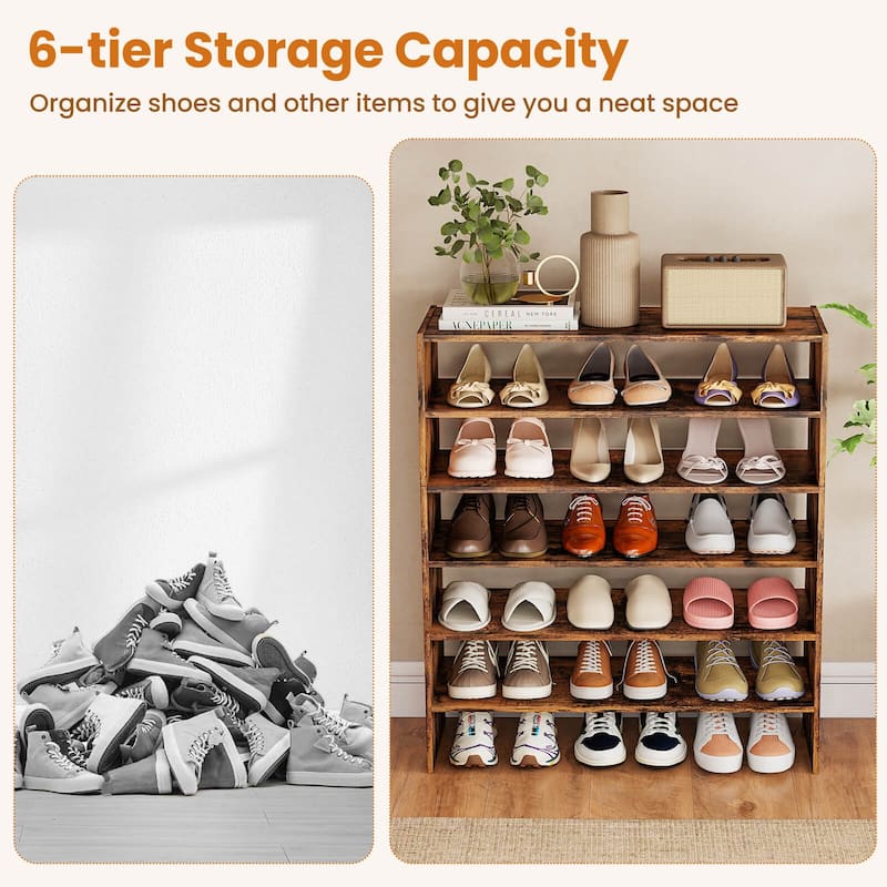 Costway 3 PCS Stackable Shoe Rack 31-Inch Horizontal Organizer 2-tier - See Details