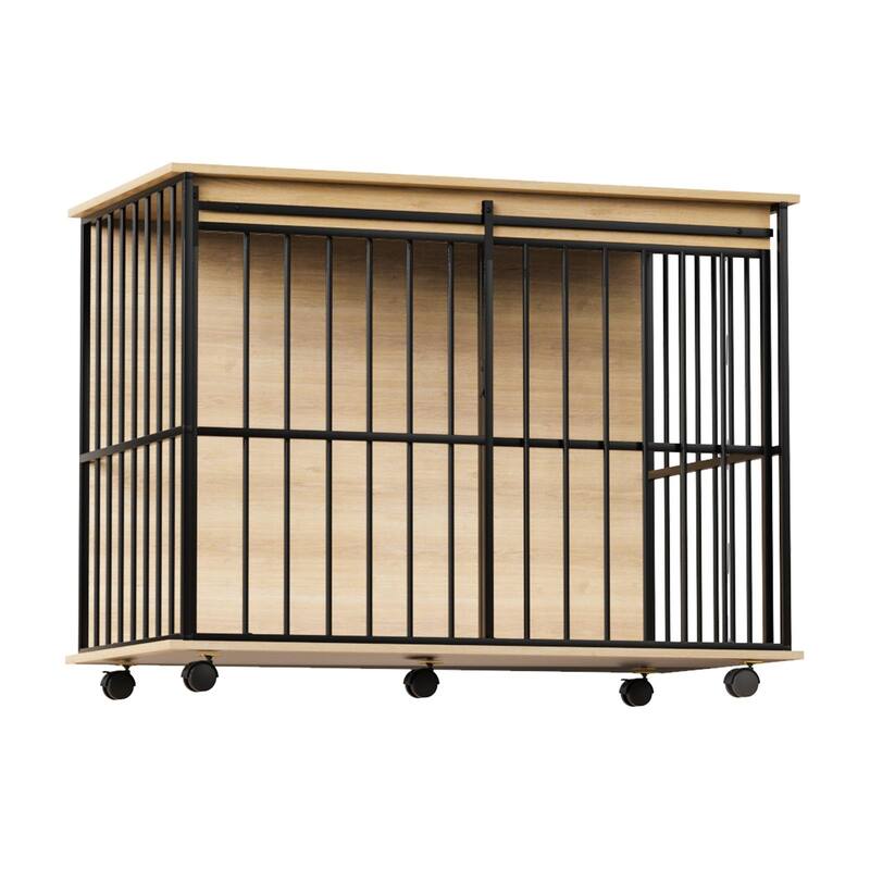 Dog Crate Furniture, Large Dog Cage Furniture with Tray for Medium Large Dogs, Wooden Dog Kennel Furniture