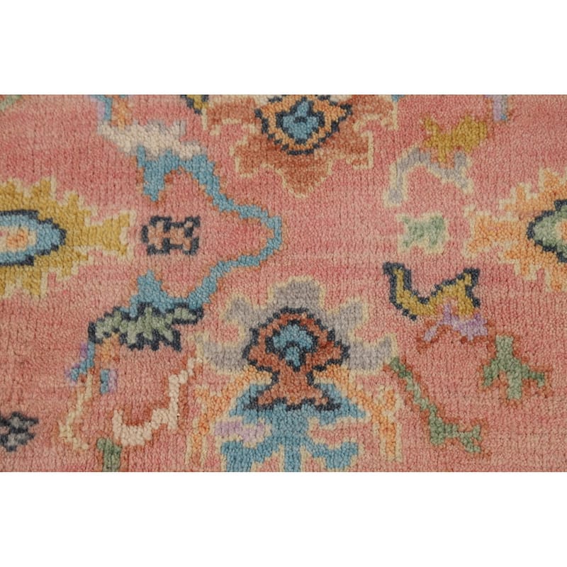Pink Oushak Indian Runner Rug Hand-Knotted Wool Carpet - 2'6"x 7'11"