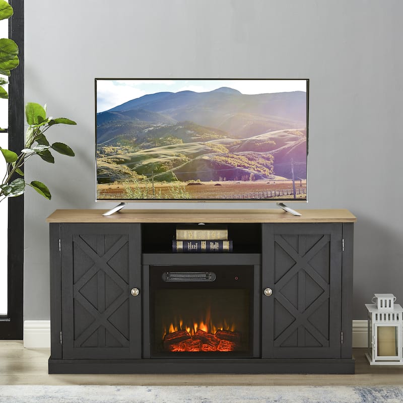 54 in. Charcoal TV Stand for TVs up to 60 in. with Electric Fireplace - Charcoal