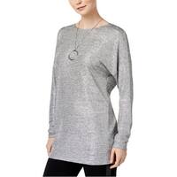 Bar Iii Womens Metallic Twist-Back Knit Blouse