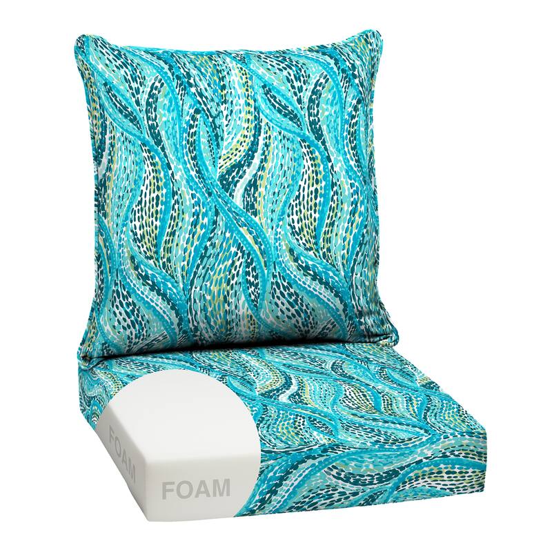 ARDEN Outdoor Foam Deep Seat Cushion Set, 24 in x 24 in - Teal Ariel