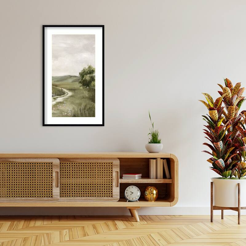 Path Through Tranquil Fields No. 2 by Luna Mavis Wood Framed Wall Art Print