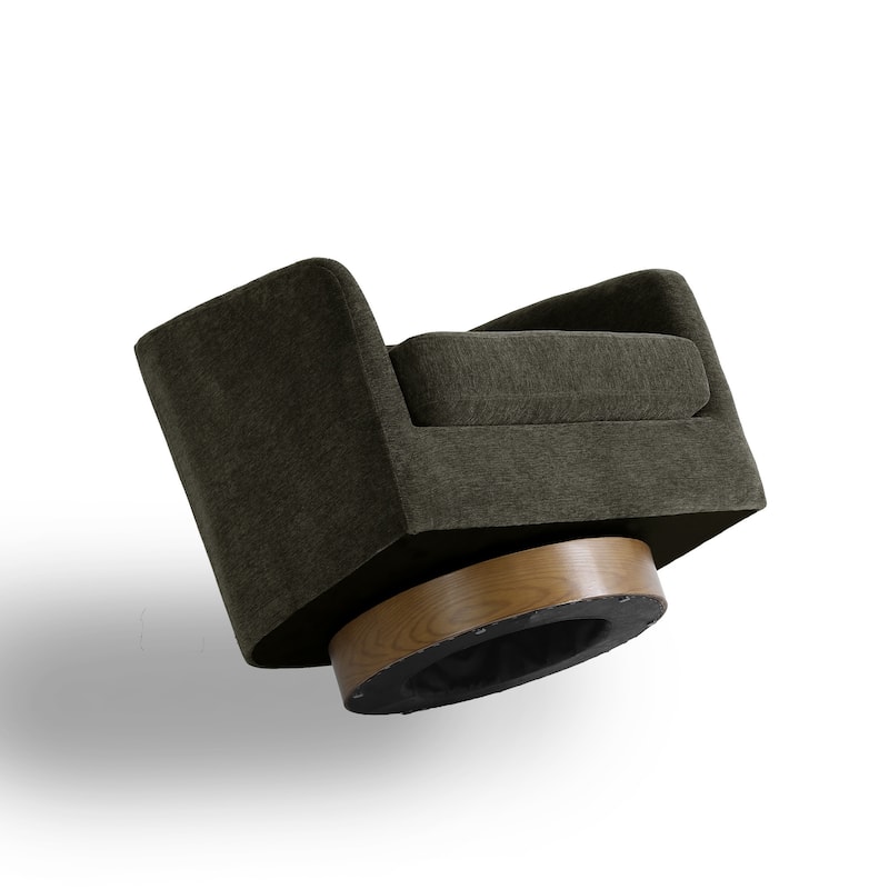 Faux Leather Wide Seat Swivel Barrel Chair