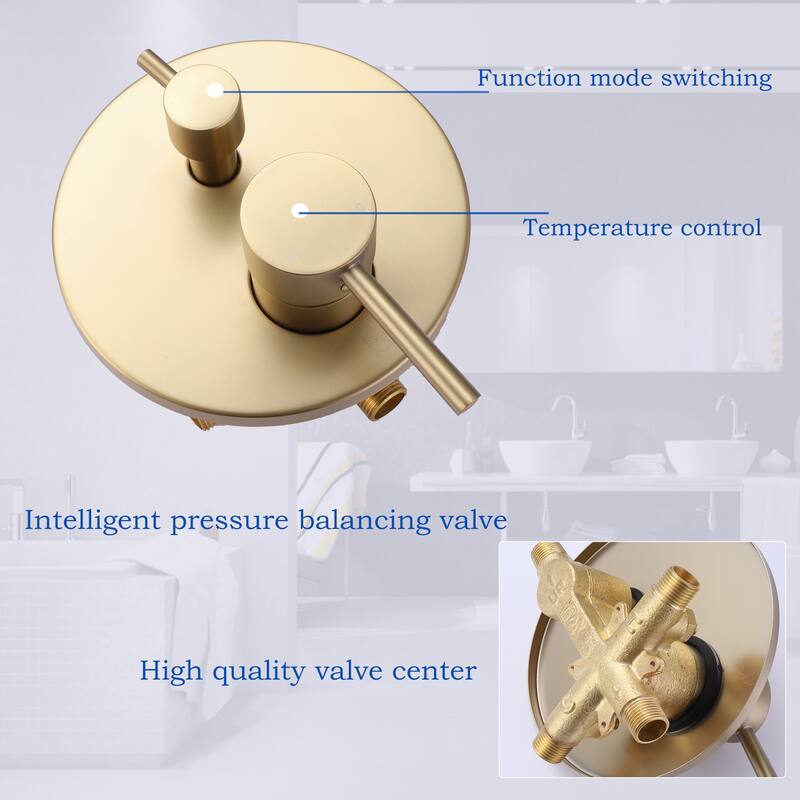 Modland Luxury Wall Mounted Bathtub Faucet With High-pressure Handheld Shower and Tub Spout