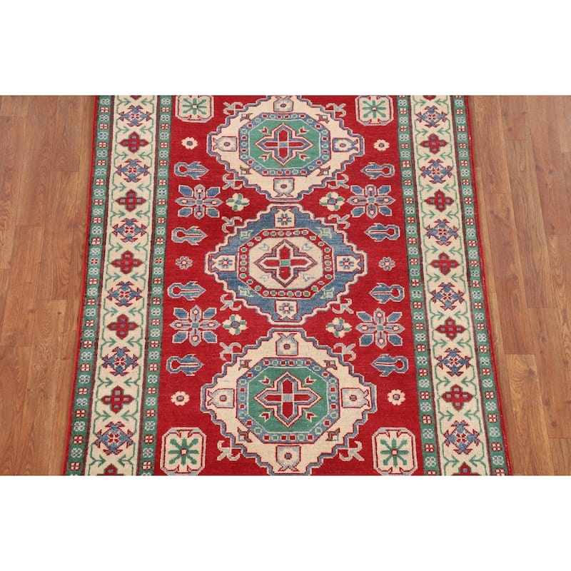 Red Kazak Area Rug Handmade Traditional Wool Carpet - 3'11" x 5'9"