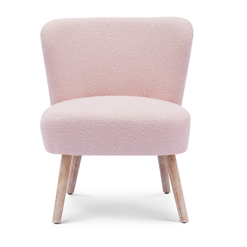Boucle Polyester Upholstered Armless Accent Chair - Stain Resistant