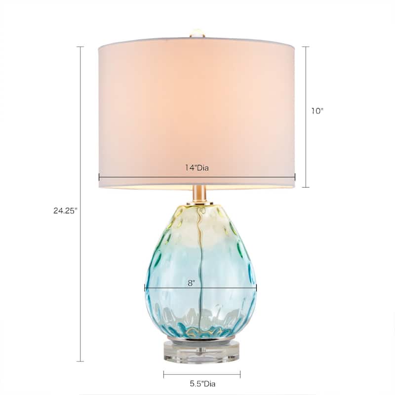 Borel Ombre Glass Table Lamp Cottage French Country 24inch Bedside Lamp ...